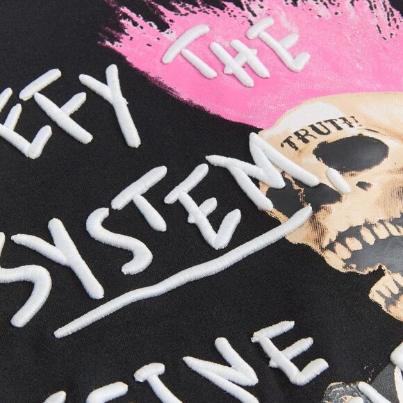 Reason Defy the System Punk Skeleton Hoodie Men’s Large Black Pink Mohawk - Picture 12 of 13